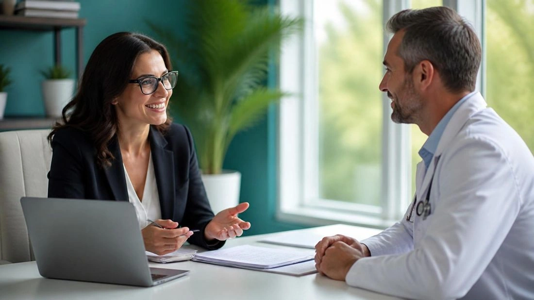 Revenue cycle consultant answering a physician's questions
