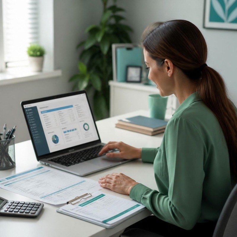 Revenue cycle analyst reviewing a billing dashboard